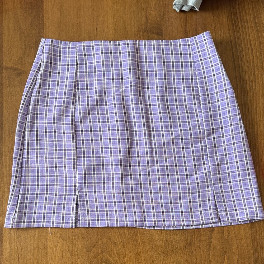 SHEIN Lavender Plaid Pencil Skirt and Crop Top